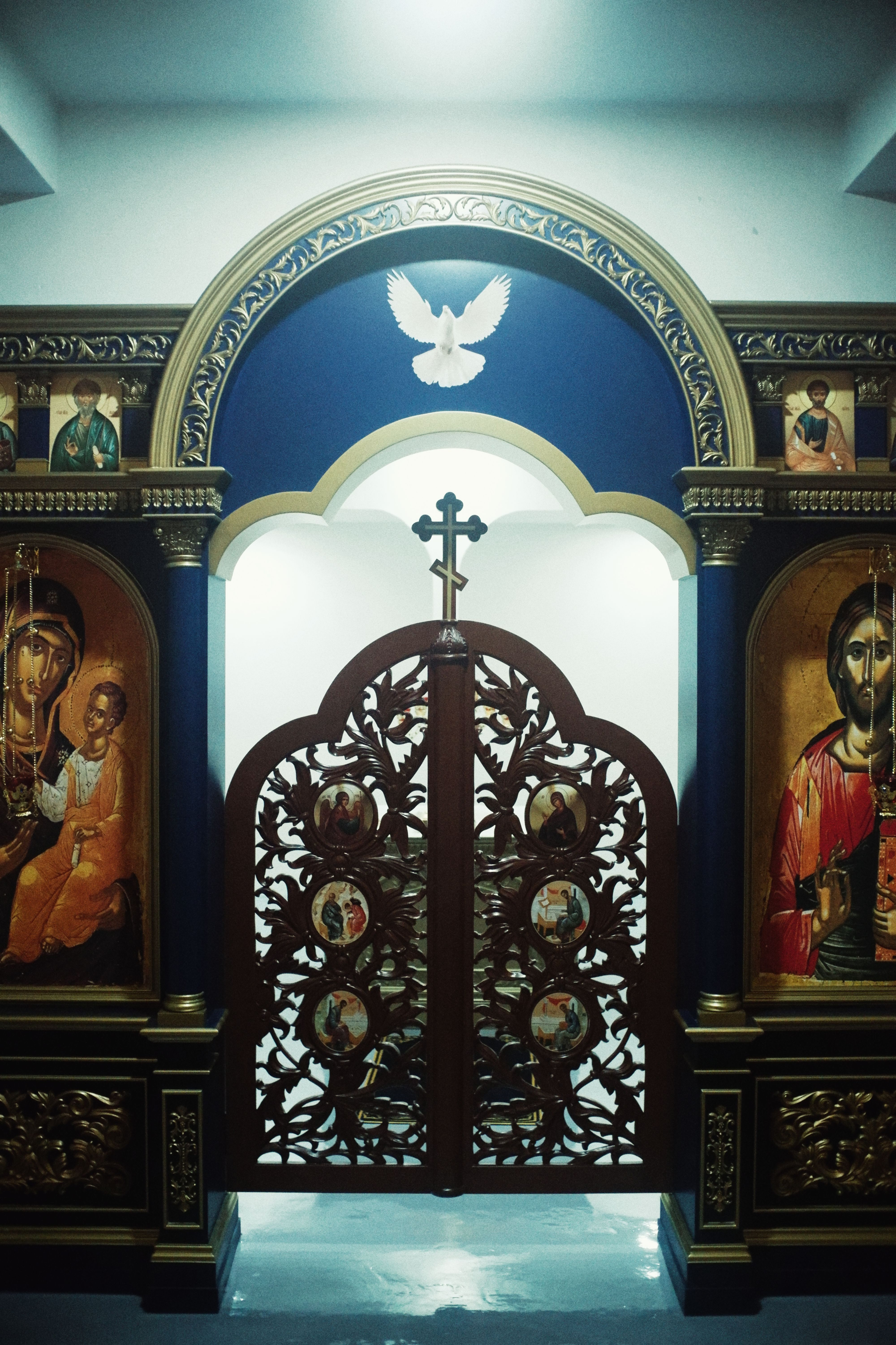 Presbyter Monk Demetrios with His Eminence Bishop Daniel Byantoro praying together.